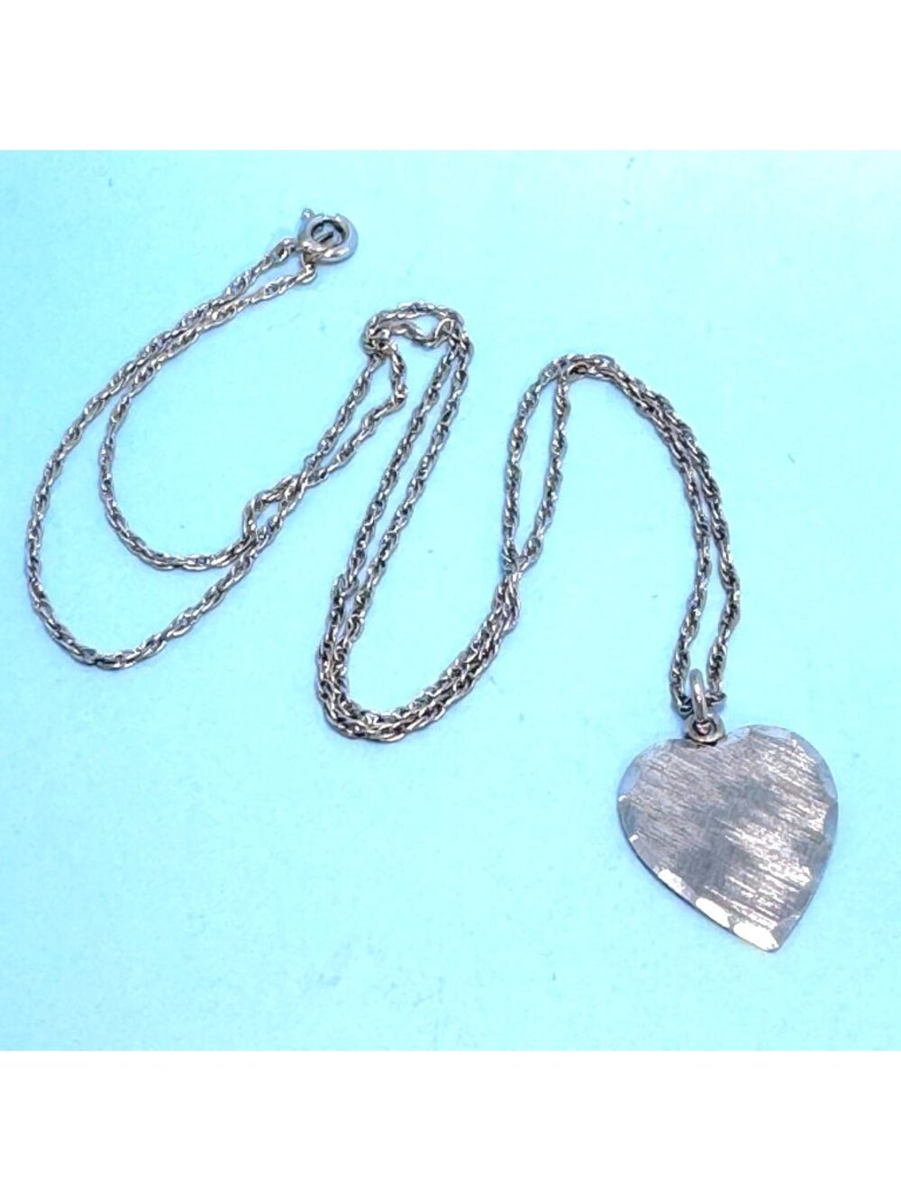 Heart Shape Sterling Silver 925 Pendant Etched Border 20'' Chain